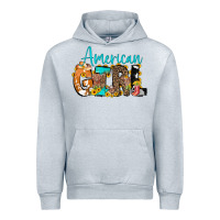 Heather Grey American Girl, western Cowhide Urban Hoodie - CowCowDesign