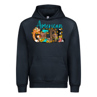 Navy American Girl, western Cowhide Urban Hoodie - CowCowDesign