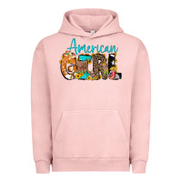 Pigment Salmon American Girl, western Cowhide Urban Hoodie - CowCowDesign