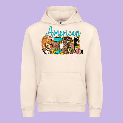American Girl, Western Cowhide Urban Hoodie Designed By Cowcowdesign