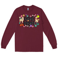 Burgundy dog mom Long Sleeve Tee - MaliasSmallBusiness