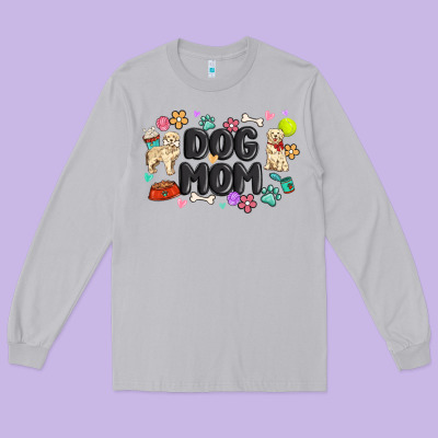 Dog Mom Long Sleeve Tee Designed By Maliassmallbusiness
