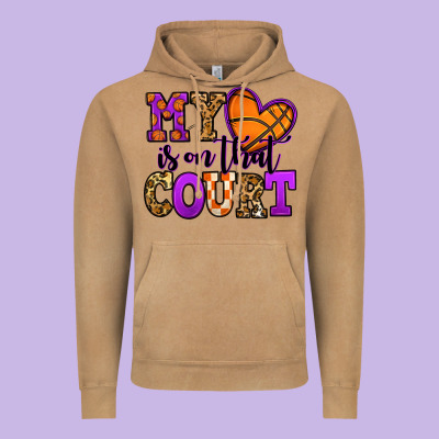 My Heart Is On That Court Basketball Vintage Hoodie Designed By Jasminsmagicworld