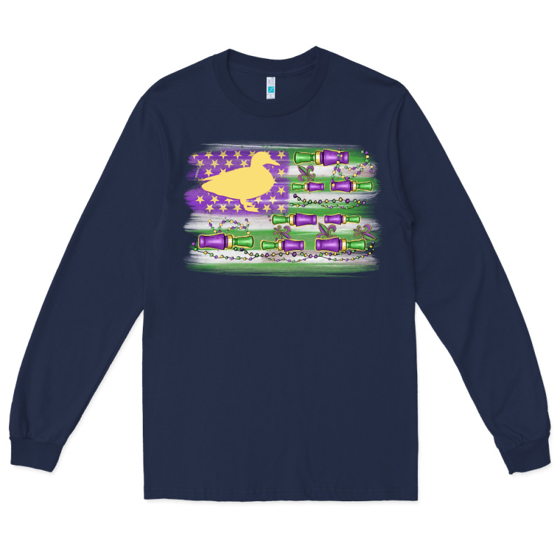 Mardi Gras Duck Call Flag Long Sleeve Tee by MaliasSmallBusiness | Teevron