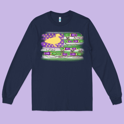 Mardi Gras Duck Call Flag Long Sleeve Tee Designed By Maliassmallbusiness