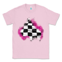 Bubblegum Pink race flag glitter patch Classic Tee - AdoDesignShop