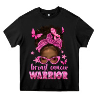 Black afro messy bun breast cancer warrior Heavy Core Tee - texasbilliewilder