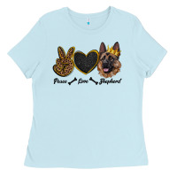Baby Blue peace love shepherd Ladies Tee - RanaPortraitStore