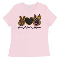Bubblegum Pink peace love shepherd Ladies Tee - RanaPortraitStore