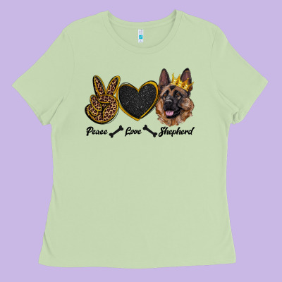 Peace Love Shepherd Ladies Tee Designed By Ranaportraitstore
