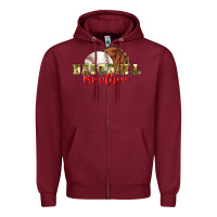 Burgundy baseball brother Zipper Hoodie - BundleAndBundleShop