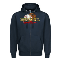 Navy baseball brother Zipper Hoodie - BundleAndBundleShop