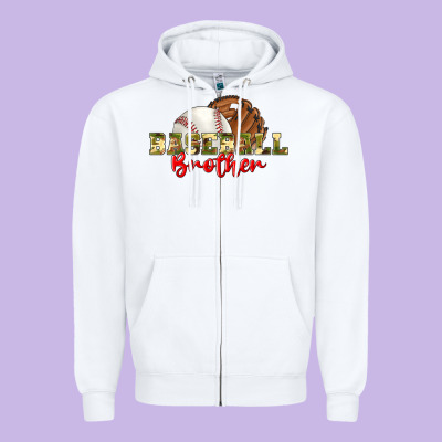 Baseball Brother Zipper Hoodie Designed By Bundleandbundleshop