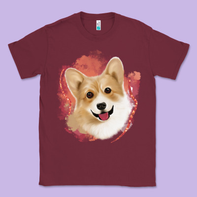 Corgi Peach Watercolor Background Classic Tee Designed By Jasminsmagicworld