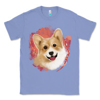 Colony Blue corgi peach watercolor background Classic Tee - Jasminsmagicworld