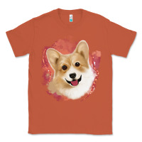 Copper corgi peach watercolor background Classic Tee - Jasminsmagicworld