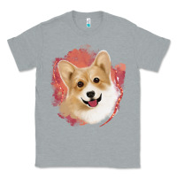 Heather Grey corgi peach watercolor background Classic Tee - Jasminsmagicworld