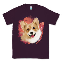 Plum corgi peach watercolor background Classic Tee - Jasminsmagicworld