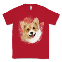 Red corgi peach watercolor background Classic Tee - Jasminsmagicworld