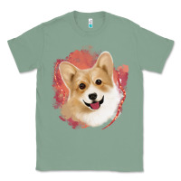 Sage corgi peach watercolor background Classic Tee - Jasminsmagicworld