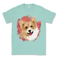 Seafoam corgi peach watercolor background Classic Tee - Jasminsmagicworld