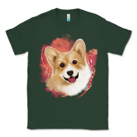 Sports Green corgi peach watercolor background Classic Tee - Jasminsmagicworld
