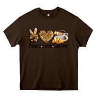 Chocolate Brown peace love coffee Heavy Core Tee - BarkalooDesign