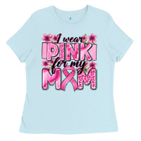 Baby Blue i wear pink for my mom Ladies Tee - Zillion Design Studio
