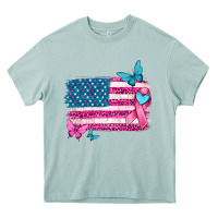 Arona American flag breast cancer with ribbon Heavy Core Tee - texasbilliewilder