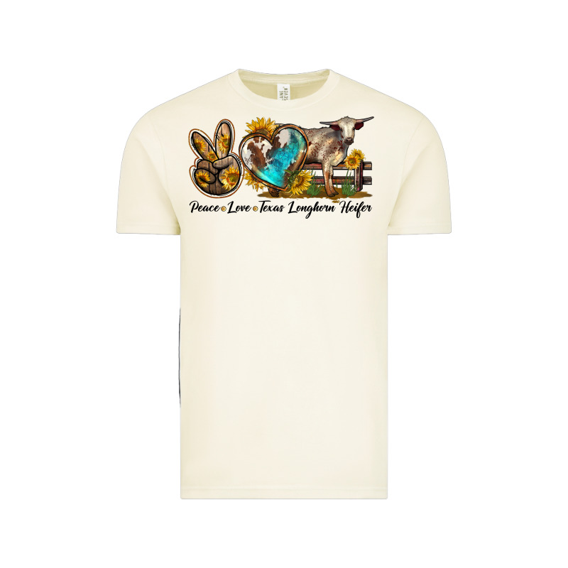 Peace Love Longhorn Heifer Vintage Tee by LillyAllenDesigns | Teevron
