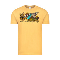Vintage Mustard peace love longhorn heifer Vintage Tee - LillyAllenDesigns