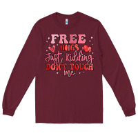 Burgundy free hugs just kidding don't touch me Long Sleeve Tee - MaliasSmallBusiness