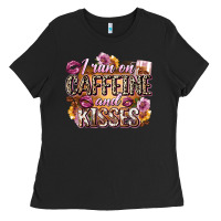 Black i run on caffeine and kisses Ladies Tee - Zillion Design Studio