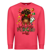 Cardinal Santa's Favorite Medicaid Analyst Afro Messy Bun Premium Sweatshirt - texasbilliewilder