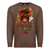 Chestnut Santa's Favorite Medicaid Analyst Afro Messy Bun Premium Sweatshirt - texasbilliewilder