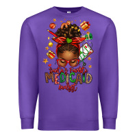 Santa's Favorite Medicaid Analyst Afro Messy Bun Premium Sweatshirt | Teevron