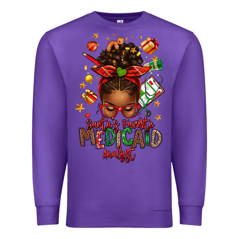 Santa's Favorite Medicaid Analyst Afro Messy Bun Premium Sweatshirt by texasbilliewilder | Teevron