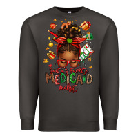 Smoke Santa's Favorite Medicaid Analyst Afro Messy Bun Premium Sweatshirt - texasbilliewilder