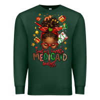 Sports Green Santa's Favorite Medicaid Analyst Afro Messy Bun Premium Sweatshirt - texasbilliewilder