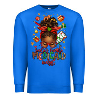 True Royal Santa's Favorite Medicaid Analyst Afro Messy Bun Premium Sweatshirt - texasbilliewilder