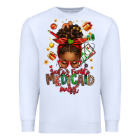 White Santa's Favorite Medicaid Analyst Afro Messy Bun Premium Sweatshirt - texasbilliewilder