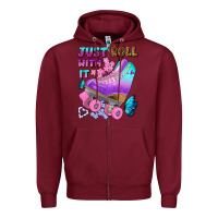 Burgundy just roll with it Zipper Hoodie - BundleAndBundleShop