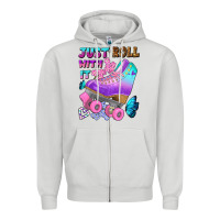Dove Grey just roll with it Zipper Hoodie - BundleAndBundleShop