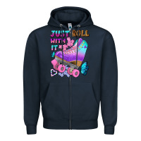 Navy just roll with it Zipper Hoodie - BundleAndBundleShop