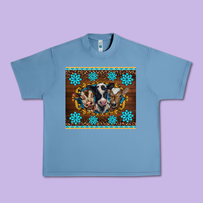 Western Baby Cow Turquoise Gemstones  Leopards Urban Heavy Tee Designed By Barkaloodesign