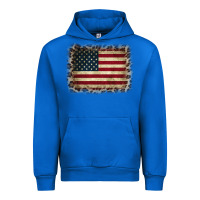 Cobalt America Flag and Leopard Urban Hoodie - CowCowDesign