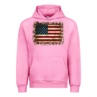 Fuchsia Pink America Flag and Leopard Urban Hoodie - CowCowDesign