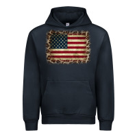 Navy America Flag and Leopard Urban Hoodie - CowCowDesign