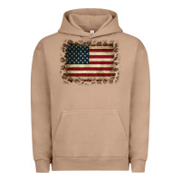 Pigment Burro America Flag and Leopard Urban Hoodie - CowCowDesign