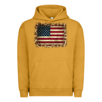 Pigment Peanut Butter America Flag and Leopard Urban Hoodie - CowCowDesign